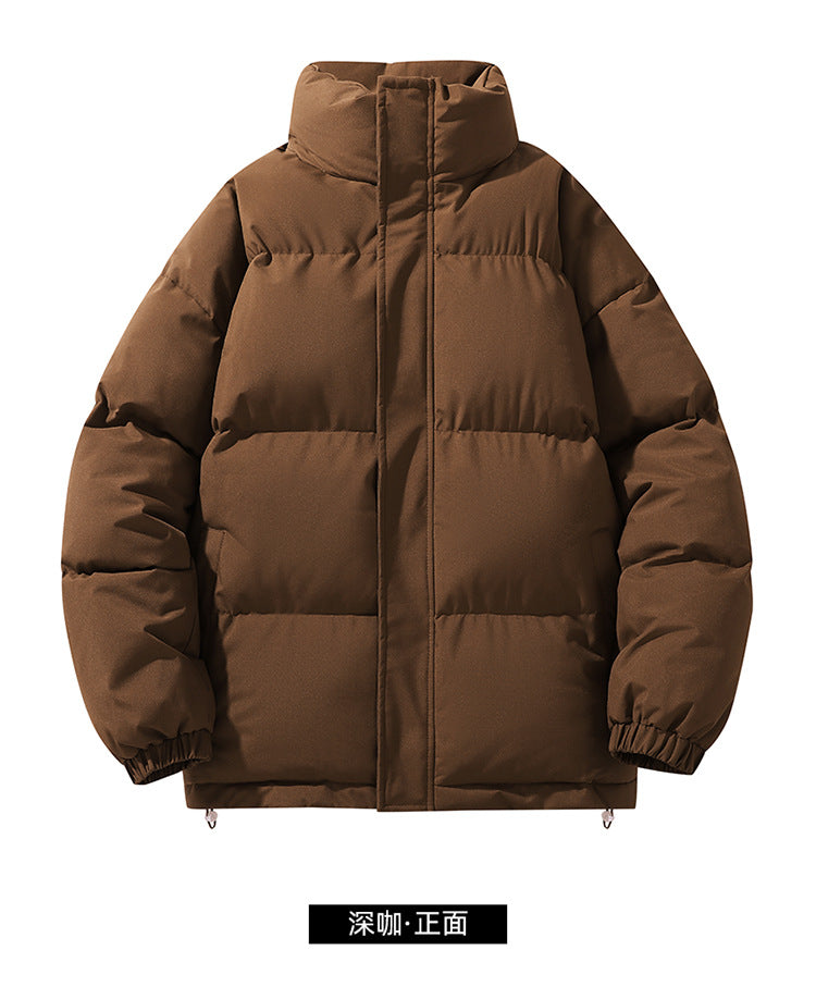 Solid Color Cotton Jacket for Men and Women, Couple's Stand-Collar Puffer Jacket, Winter Cold-Proof, Warm, Thick, Versatile Cotton Coat, Winter Style
