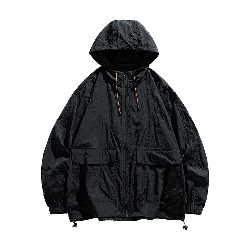 Outdoor Sunscreen Skin Clothing for Men and Women Thin Ice Silk Nylon Loose Hooded Sunscreen Clothing UV Protection UPF50