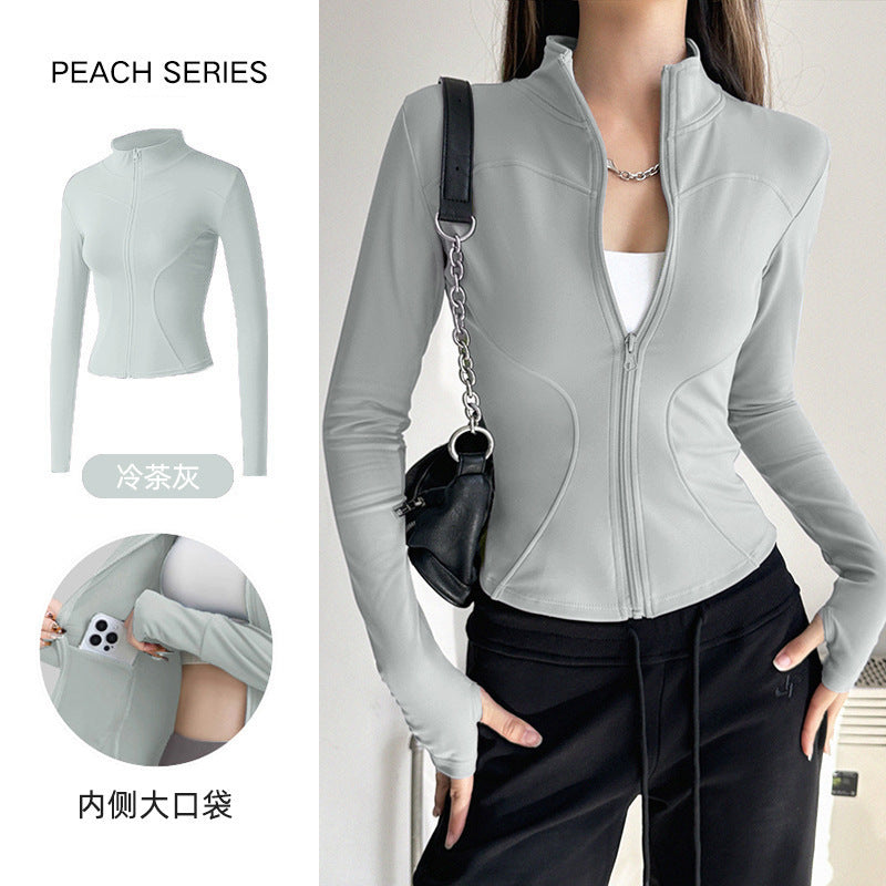 Stand Collar Slimming Fitness Clothing Slimming Yoga Top Running Sports Jacket Pilates Training Yoga Clothing