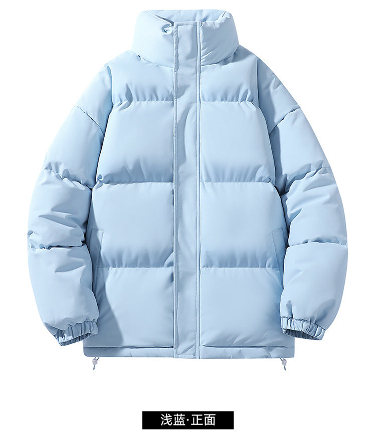 Solid Color Cotton Jacket for Men and Women, Couple's Stand-Collar Puffer Jacket, Winter Cold-Proof, Warm, Thick, Versatile Cotton Coat, Winter Style