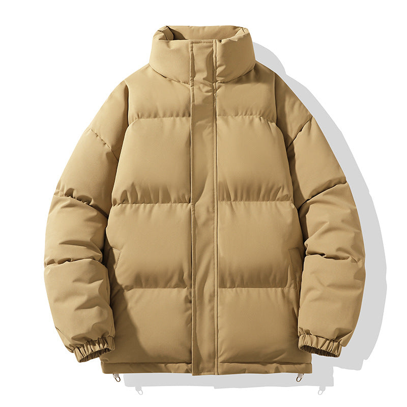 Solid Color Cotton Jacket for Men and Women, Couple's Stand-Collar Puffer Jacket, Winter Cold-Proof, Warm, Thick, Versatile Cotton Coat, Winter Style