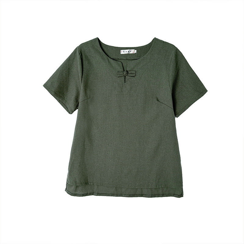 Real Shot of In-Stock Linen Buddhist-Style Women's Plain Clothing, Zen Attire, Tea Attire, Summer Tea Ceremony Clothing, High-End Improved Tang Suit
