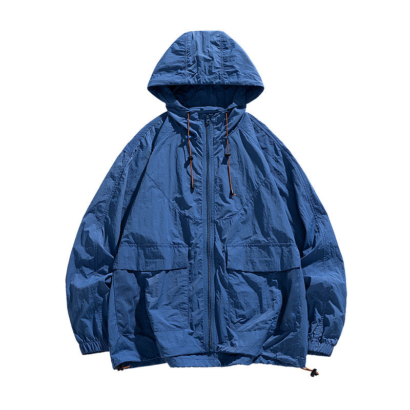 Outdoor Sunscreen Skin Clothing for Men and Women Thin Ice Silk Nylon Loose Hooded Sunscreen Clothing UV Protection UPF50
