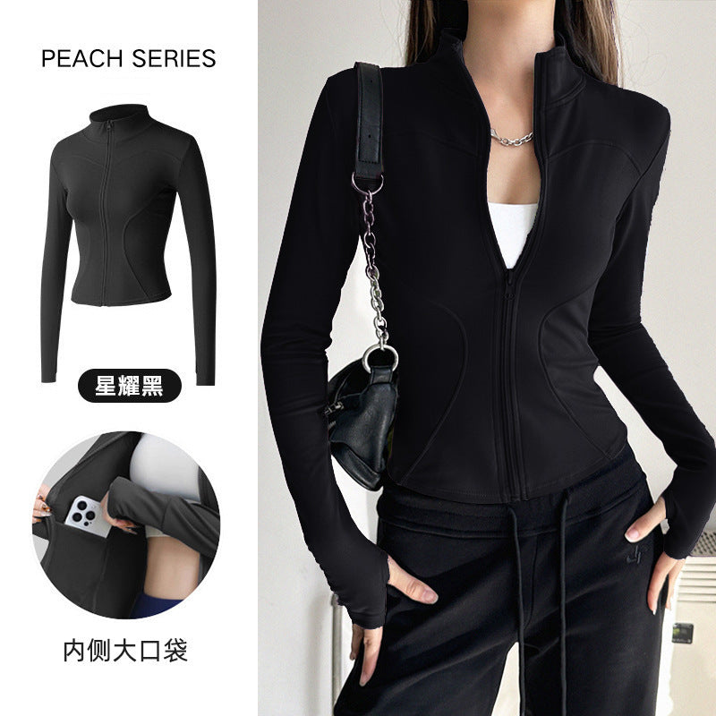Stand Collar Slimming Fitness Clothing Slimming Yoga Top Running Sports Jacket Pilates Training Yoga Clothing