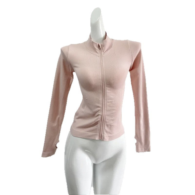 Sports Coat Women's Stand Collar Zipper Long Sleeve Gym Tight Running Quick-Drying Clothing Slim Yoga Clothing Top