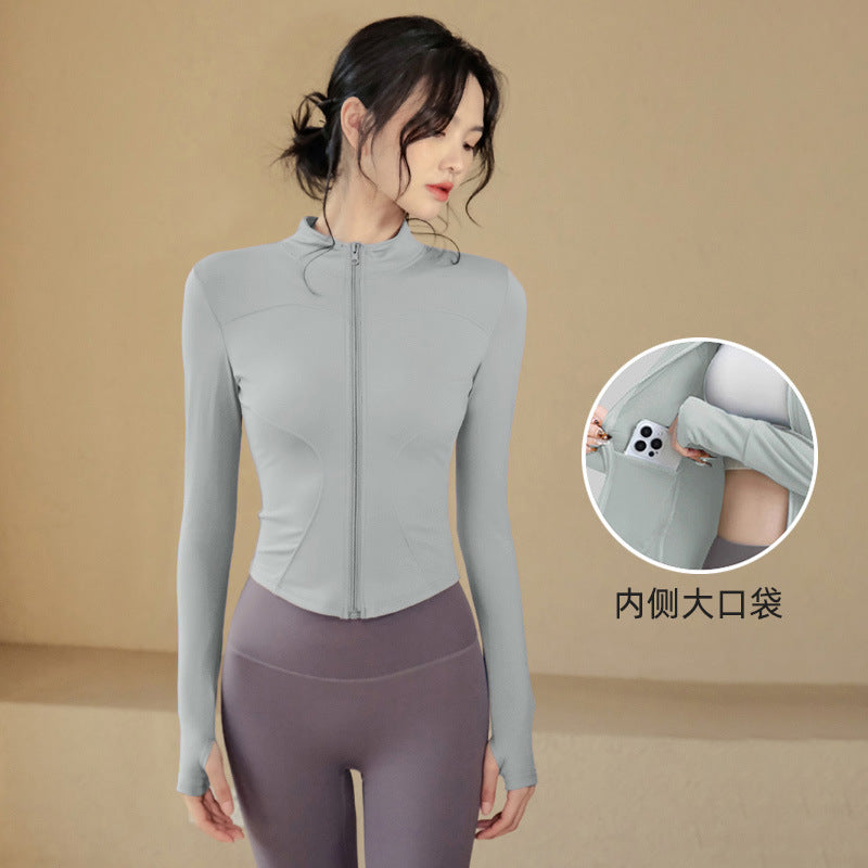 Fitness Clothing, Sports Running Suit, Long-Sleeved Jacket, Spring New Style, Pilates Training Yoga Clothing, Women's Quick-Drying Tops
