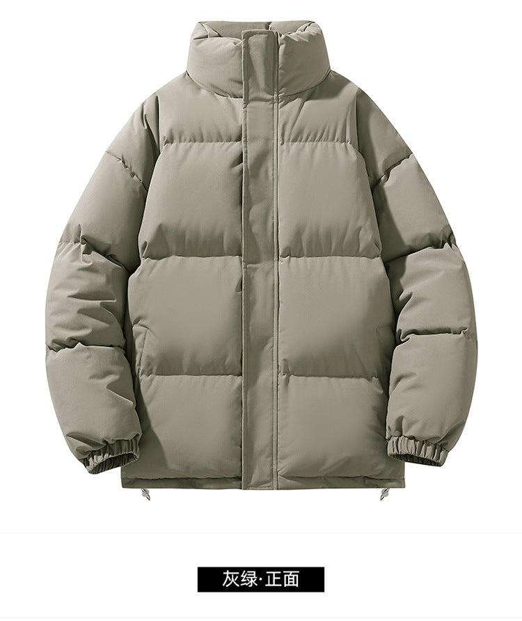 Solid Color Cotton Jacket for Men and Women, Couple's Stand-Collar Puffer Jacket, Winter Cold-Proof, Warm, Thick, Versatile Cotton Coat, Winter Style