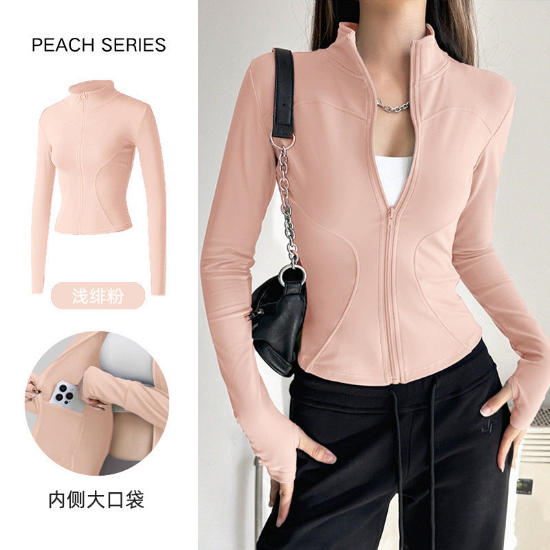 Stand Collar Slimming Fitness Clothing Slimming Yoga Top Running Sports Jacket Pilates Training Yoga Clothing