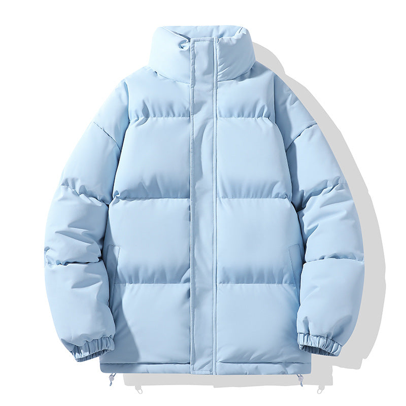 Solid Color Cotton Jacket for Men and Women, Couple's Stand-Collar Puffer Jacket, Winter Cold-Proof, Warm, Thick, Versatile Cotton Coat, Winter Style