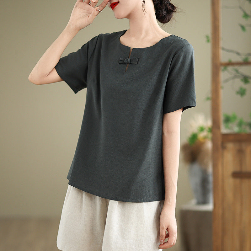 Real Shot of In-Stock Linen Buddhist-Style Women's Plain Clothing, Zen Attire, Tea Attire, Summer Tea Ceremony Clothing, High-End Improved Tang Suit