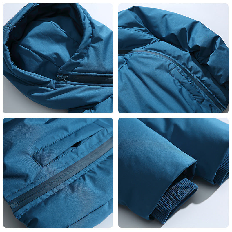 Diagonal Zipper Hooded Thickened Warm Cotton Clothing for Men and Women Niche Design Trendy Brand Couple Warm Cotton Clothing