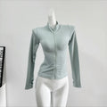 Sports Coat Women's Stand Collar Zipper Long Sleeve Gym Tight Running Quick-Drying Clothing Slim Yoga Clothing Top