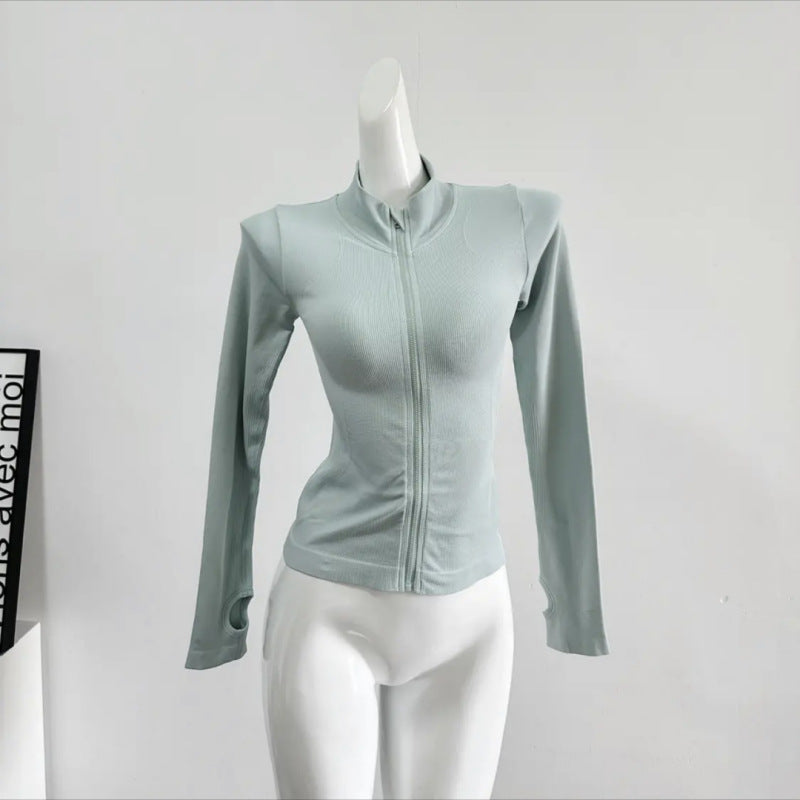 Sports Coat Women's Stand Collar Zipper Long Sleeve Gym Tight Running Quick-Drying Clothing Slim Yoga Clothing Top