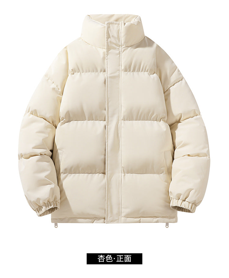 Solid Color Cotton Jacket for Men and Women, Couple's Stand-Collar Puffer Jacket, Winter Cold-Proof, Warm, Thick, Versatile Cotton Coat, Winter Style