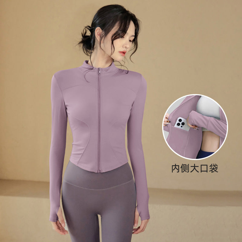 Fitness Clothing, Sports Running Suit, Long-Sleeved Jacket, Spring New Style, Pilates Training Yoga Clothing, Women's Quick-Drying Tops