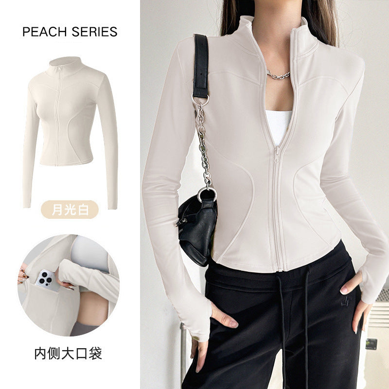 Stand Collar Slimming Fitness Clothing Slimming Yoga Top Running Sports Jacket Pilates Training Yoga Clothing