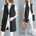 Fat Girl Summer Clothing New Style 2026 Plus Size Women's Clothing Age-Reducing Loose Solid Color Sleeveless Vest Jacket V-Neck Mid-Length