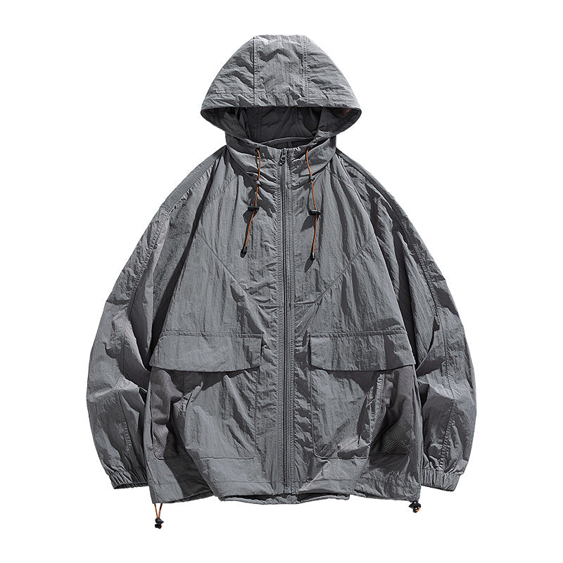 Outdoor Sunscreen Skin Clothing for Men and Women Thin Ice Silk Nylon Loose Hooded Sunscreen Clothing UV Protection UPF50