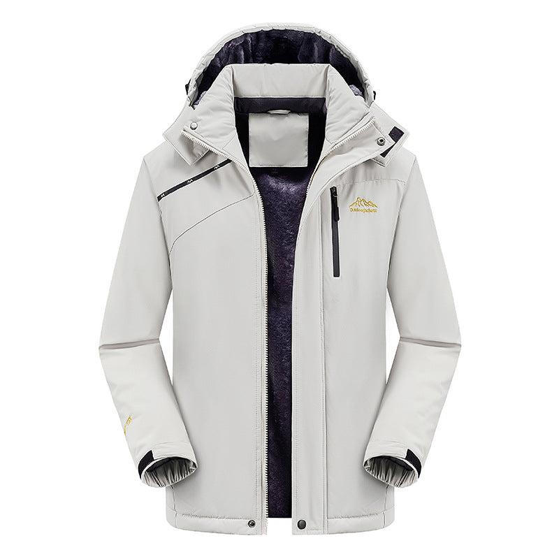 Outdoor Charge Clothing Windproof and Waterproof Winter Mountaineering Outdoor Fishing Ski Clothing fleece-lined Thickened Work Clothes Jacket
