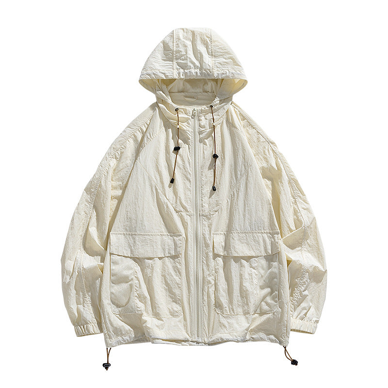 Outdoor Sunscreen Skin Clothing for Men and Women Thin Ice Silk Nylon Loose Hooded Sunscreen Clothing UV Protection UPF50