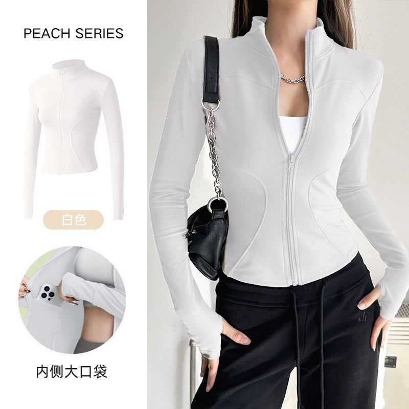 Stand Collar Slimming Fitness Clothing Slimming Yoga Top Running Sports Jacket Pilates Training Yoga Clothing