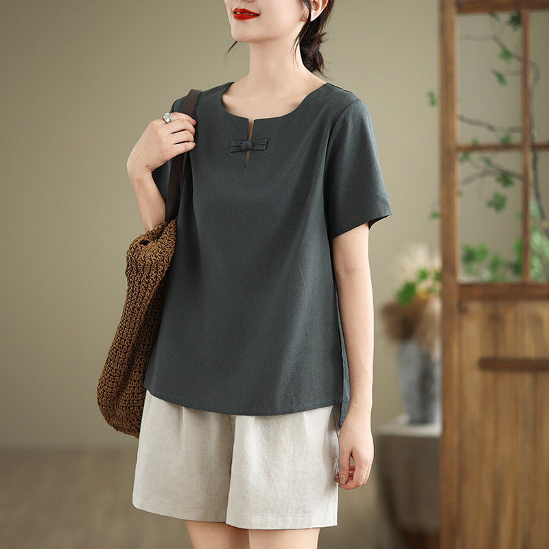 Real Shot of In-Stock Linen Buddhist-Style Women's Plain Clothing, Zen Attire, Tea Attire, Summer Tea Ceremony Clothing, High-End Improved Tang Suit