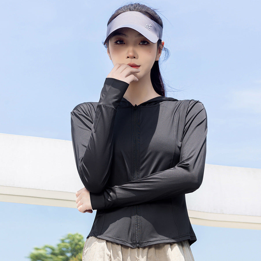 Summer Zipper Hooded Sun Protection Clothing for Women Summer Thin Breathable Outdoor Sunshade Anti-Uv Top Outerwear
