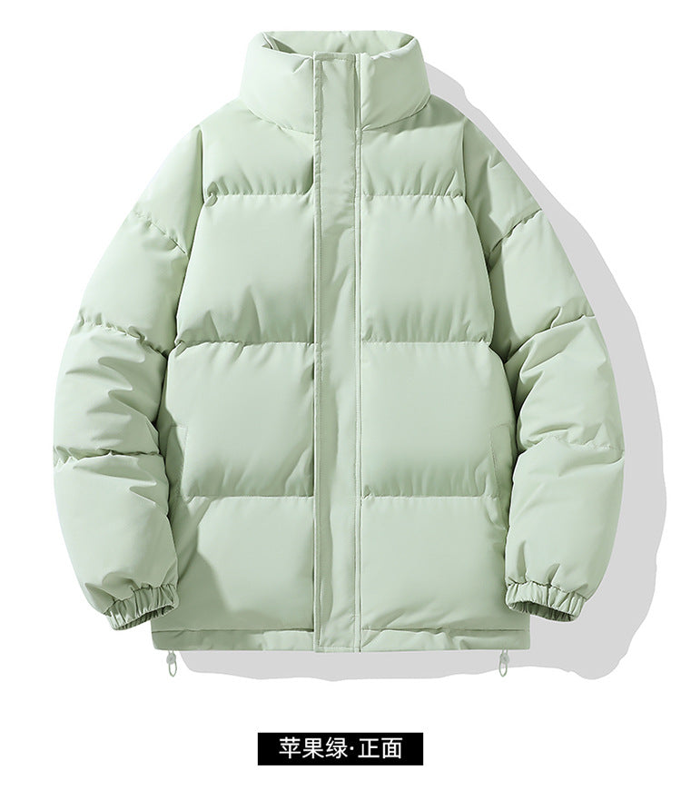 Solid Color Cotton Jacket for Men and Women, Couple's Stand-Collar Puffer Jacket, Winter Cold-Proof, Warm, Thick, Versatile Cotton Coat, Winter Style