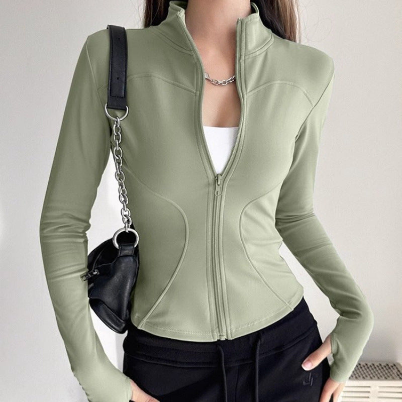 Stand Collar Slimming Fitness Clothing Slimming Yoga Top Running Sports Jacket Pilates Training Yoga Clothing
