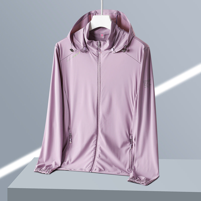 Summer New Ice Silk Quick-Drying Upf50+ Sun Protection Clothing for Women Hooded Couple Sun Protection Clothing Men's Outdoor Windbreaker Jacket