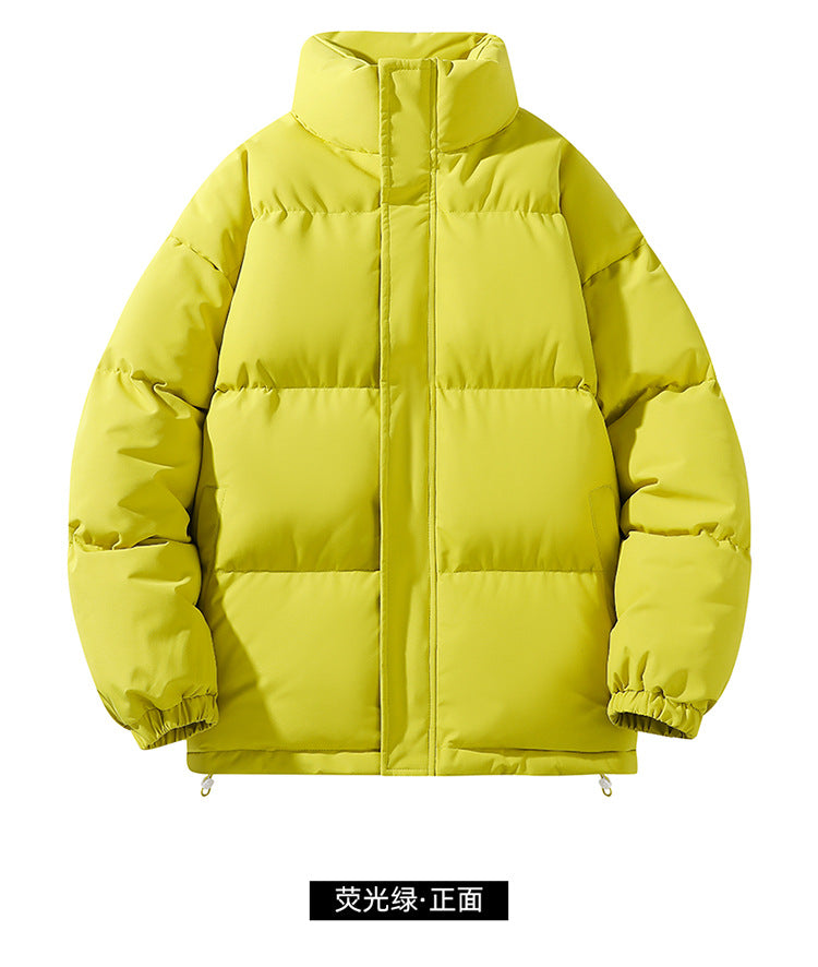 Solid Color Cotton Jacket for Men and Women, Couple's Stand-Collar Puffer Jacket, Winter Cold-Proof, Warm, Thick, Versatile Cotton Coat, Winter Style