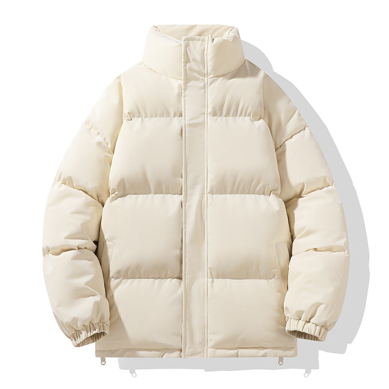 Solid Color Cotton Jacket for Men and Women, Couple's Stand-Collar Puffer Jacket, Winter Cold-Proof, Warm, Thick, Versatile Cotton Coat, Winter Style