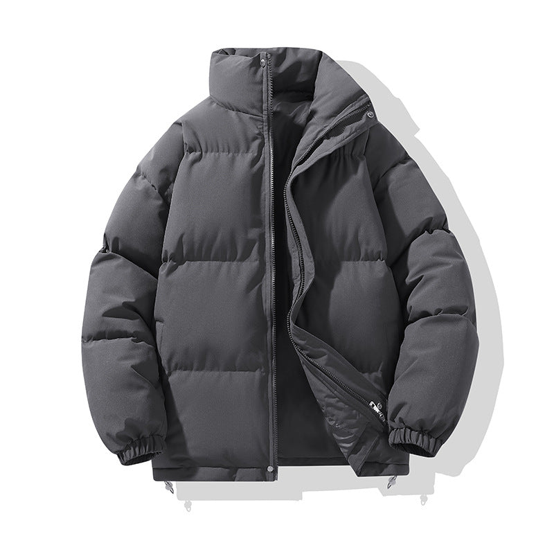 Solid Color Cotton Jacket for Men and Women, Couple's Stand-Collar Puffer Jacket, Winter Cold-Proof, Warm, Thick, Versatile Cotton Coat, Winter Style