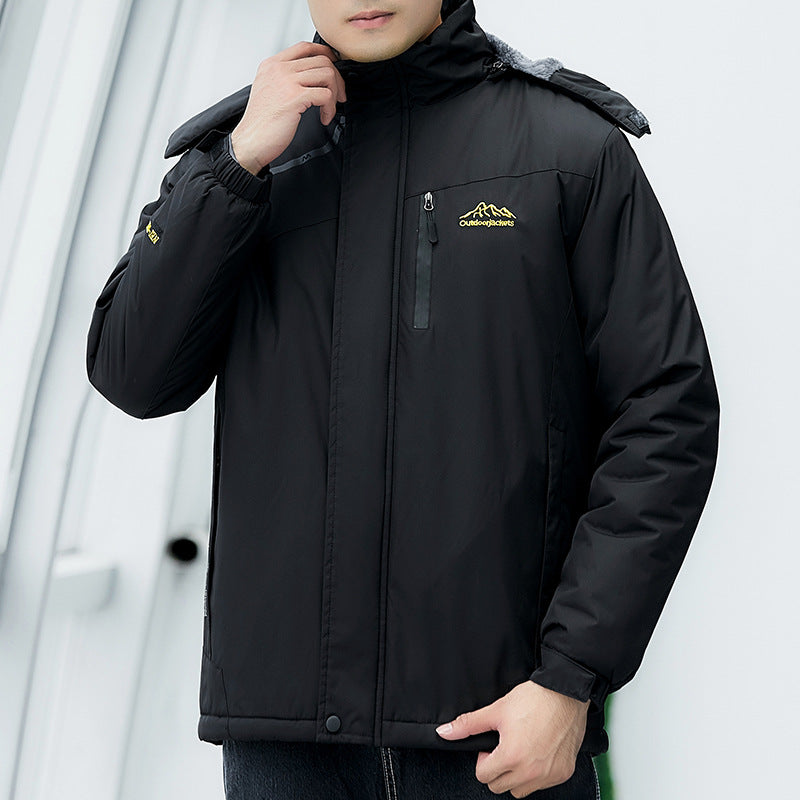 Outdoor Charge Clothing Windproof and Waterproof Winter Mountaineering Outdoor Fishing Ski Clothing fleece-lined Thickened Work Clothes Jacket