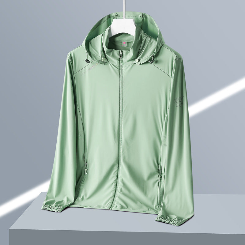 Summer New Ice Silk Quick-Drying Upf50+ Sun Protection Clothing for Women Hooded Couple Sun Protection Clothing Men's Outdoor Windbreaker Jacket
