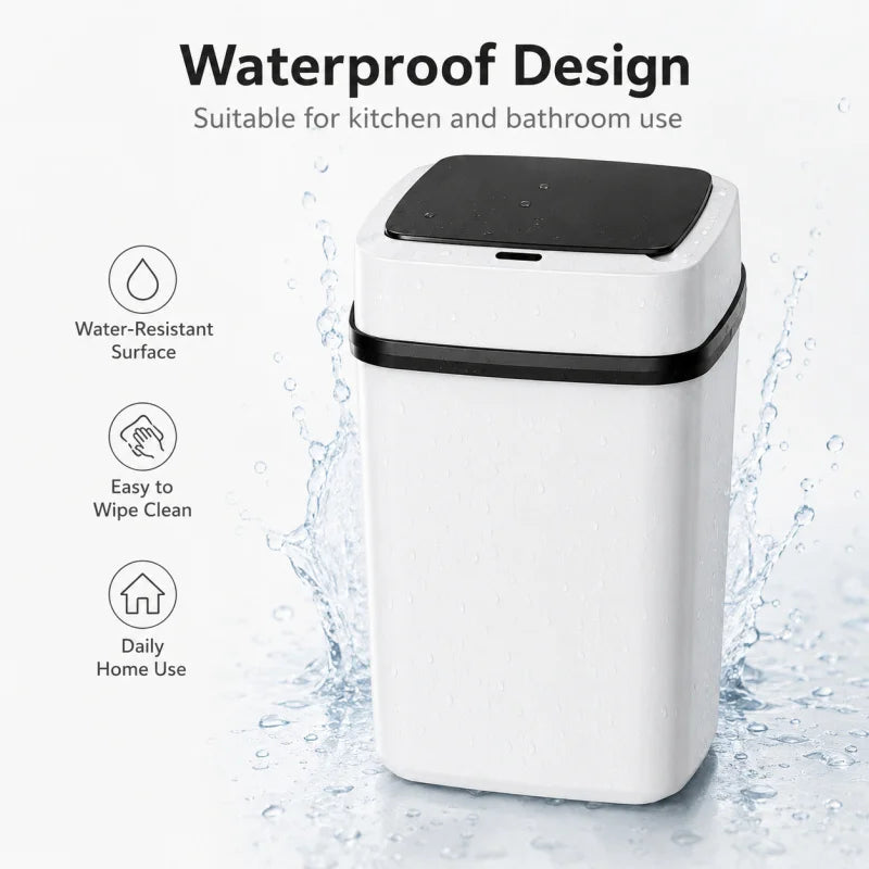 Household Gift 13L Automatic Smart Trash Can Waterproof Motion Sensor Touchless Waste Bin For Kitchen Bathroom Toilet