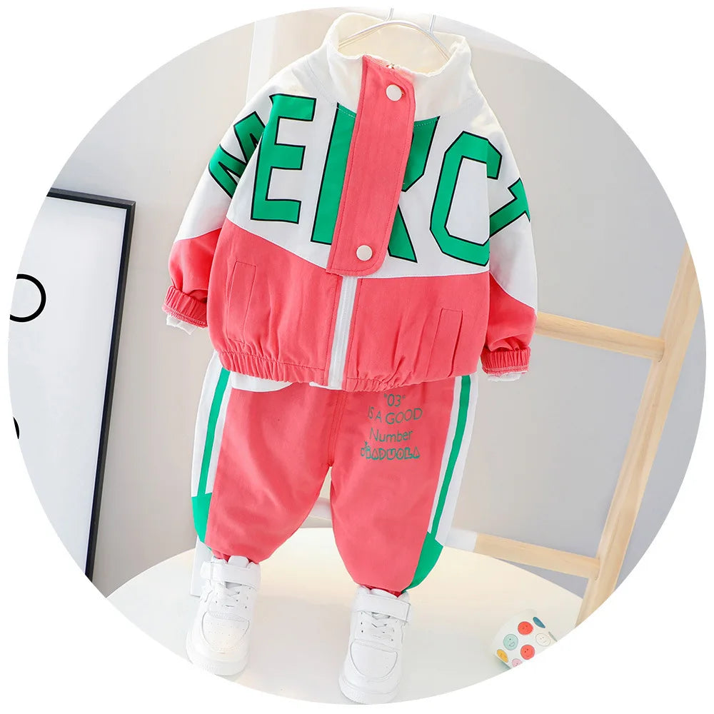 Fashion Children Boys Girls Clothing Suit Spring Autumn Baby Cotton Jacket Pants 2Pcs/Sets Infant Casual Outfits Kids Tracksuits