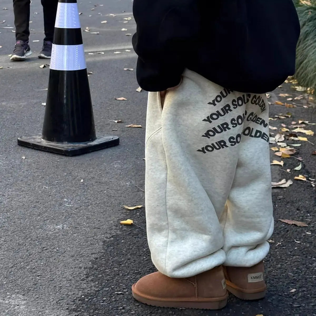 Children's Clothing Boys and Children's Korean Casual Loose Letter Printing Fleece and Thickened Thermal Sweatpants