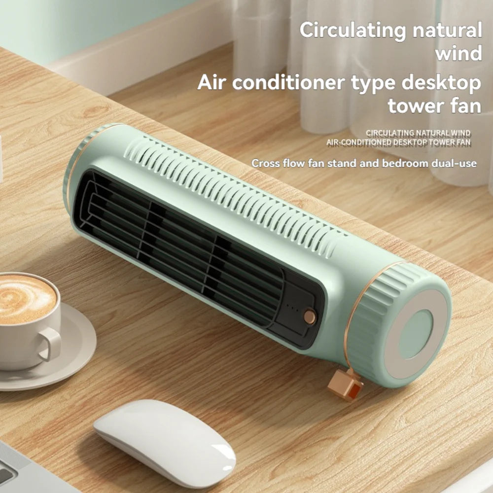 Household Desktop Tower Fan Portable Air Conditioner Fan Circulating Fan USB Charging Air Cooling Electric Fan for Home Office