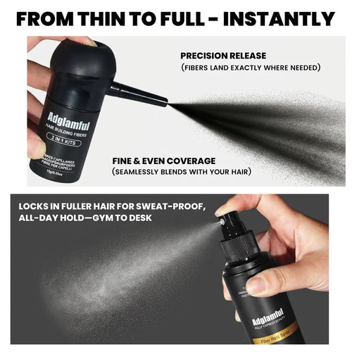 2 in 1 Hair Thickening Fibers 15g + Hold Spray 120ml Natural Coverage Hair Loss Beauty Products