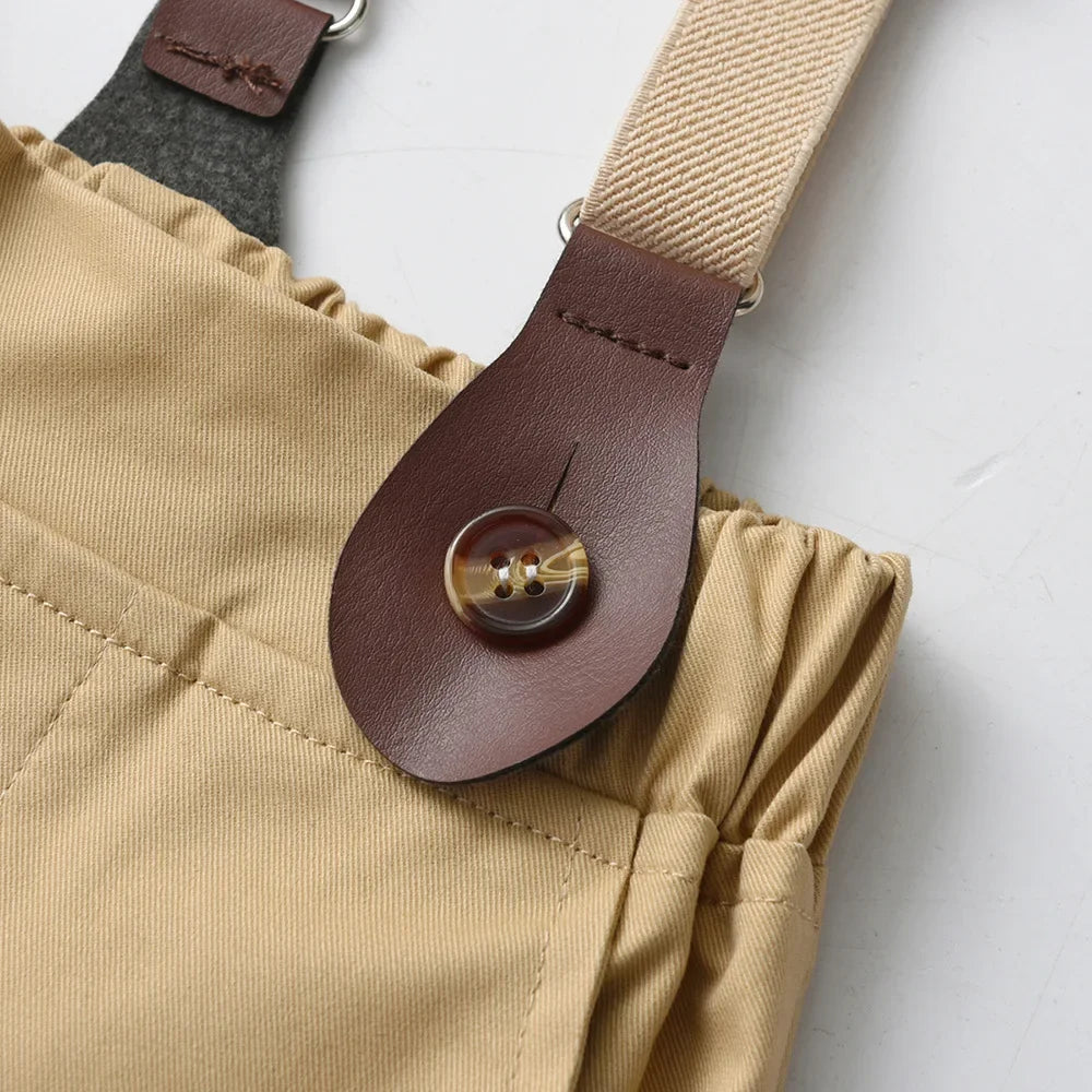 Children Formal Clothing Summer Comfortable Two Piece Set Kid Short Sleeve Shirt Bow Tie Suspenders Shorts Boy Elegant Outfit