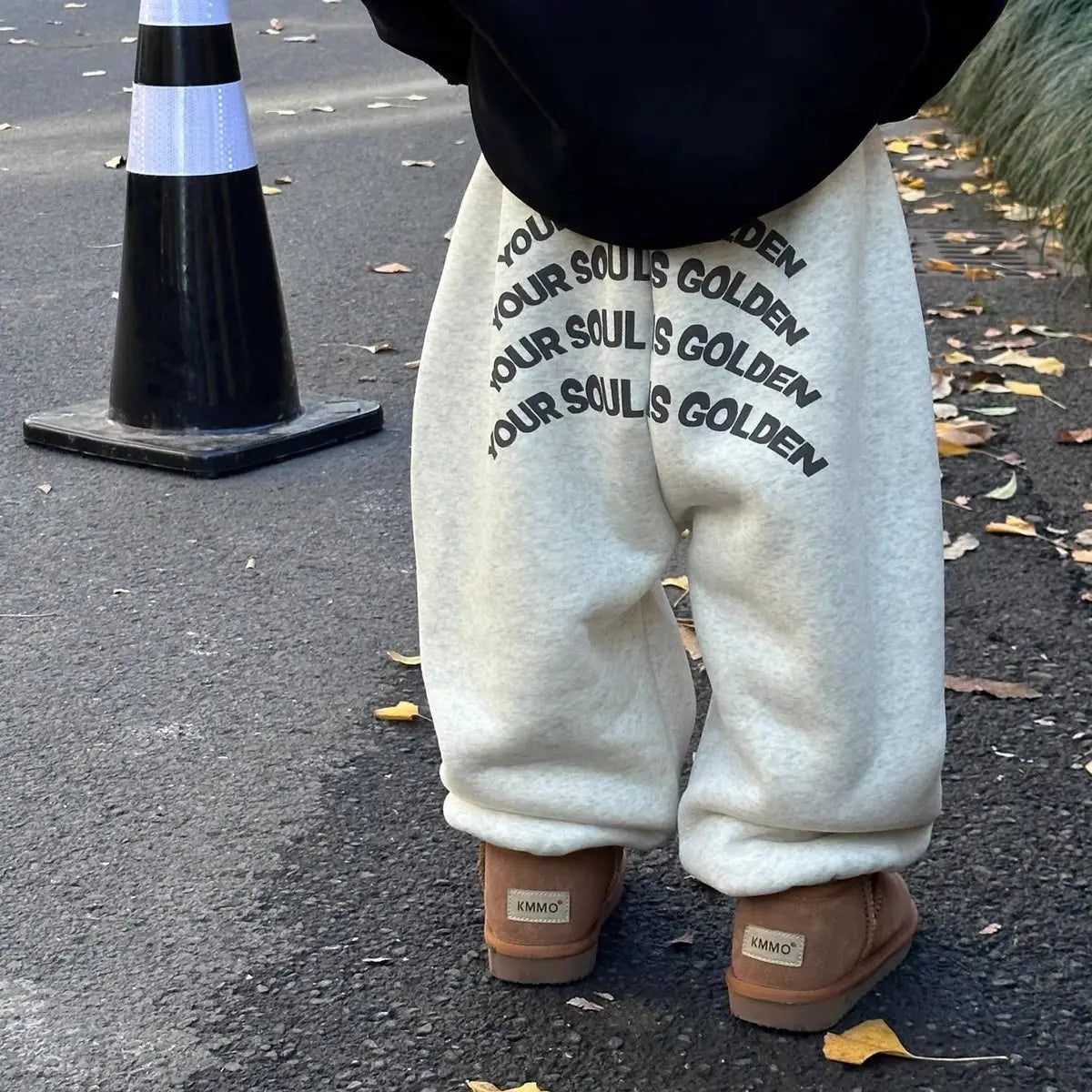 Children's Clothing Boys and Children's Korean Casual Loose Letter Printing Fleece and Thickened Thermal Sweatpants