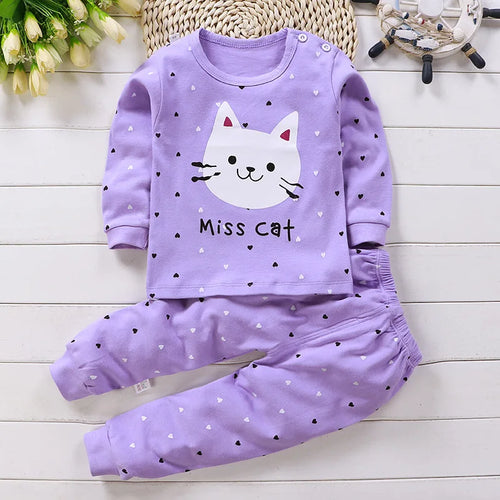 0-5-Year-Old Baby Clothing Pure Cotton Long Sleeved Boys' Home Clothing Pure Cotton Girl Baby T-Shirt Long Pants Pajama Set