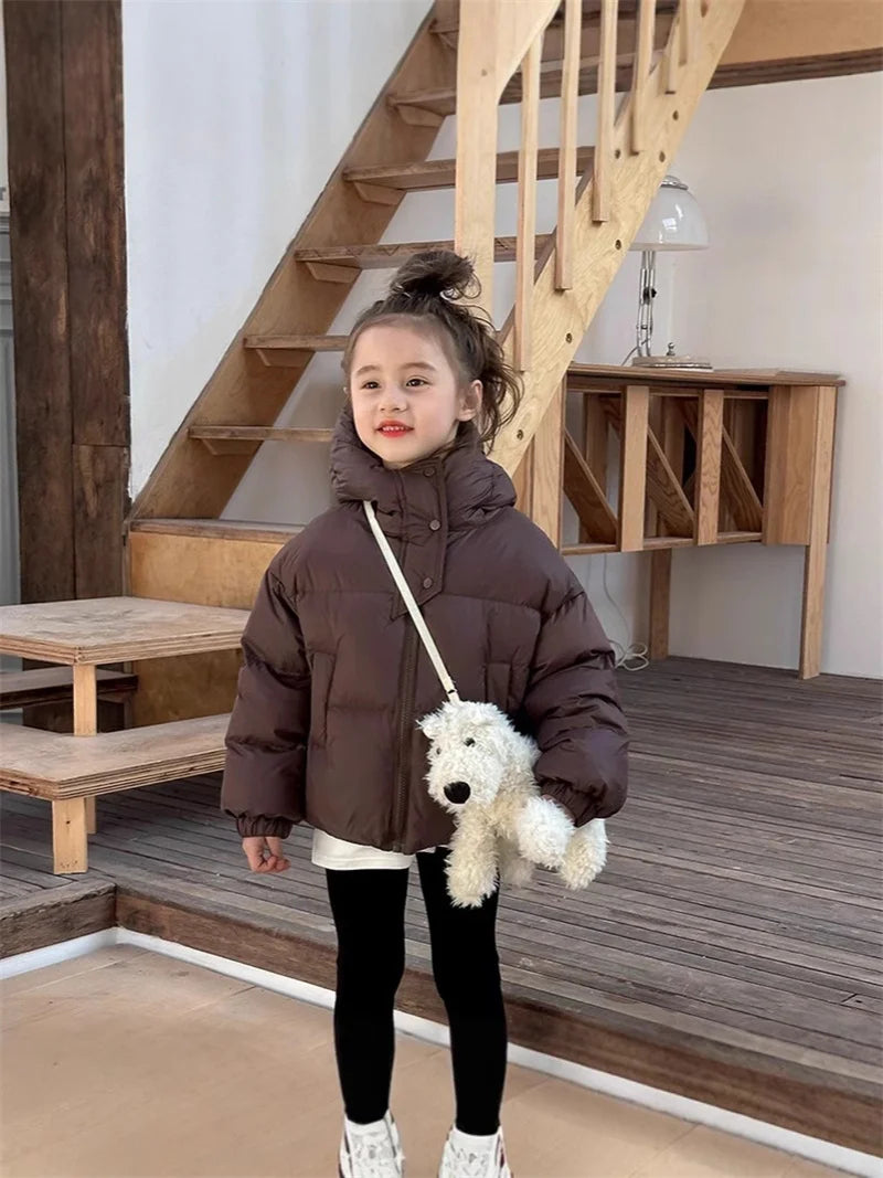 Winter Kids Warm Down Coats Autumn Children Cotton-Padded Jackets Boys Girls Clothing Baby Hooded Outerwear 3-12 Years
