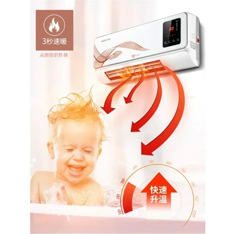 Household Wall-mounted Electric Heater Waterproof Energy-saving 3rd Gear PTC Ceramic Heating Air Conditioner for Winter 220V