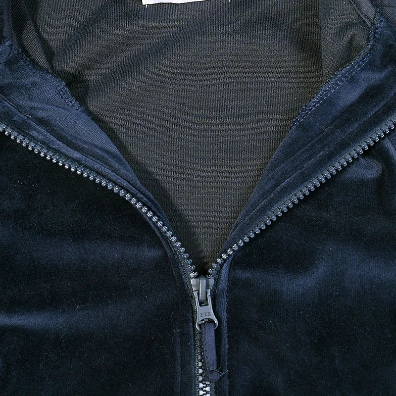 Childhood Clothing Boy/Girl School Vest Navy Velour Lining Hooded Outside Vest Front Zippers and Embroidered Heart Kids Tops