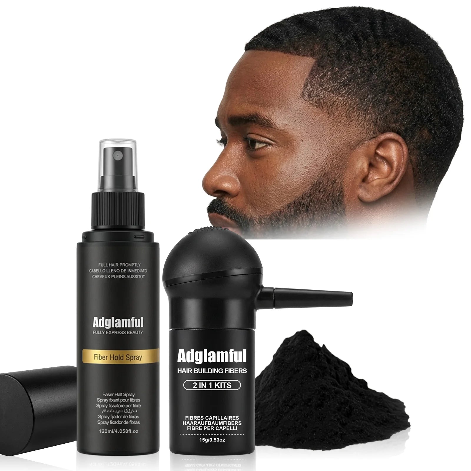 2 in 1 Hair Thickening Fibers 15g + Hold Spray 120ml Natural Coverage Hair Loss Beauty Products