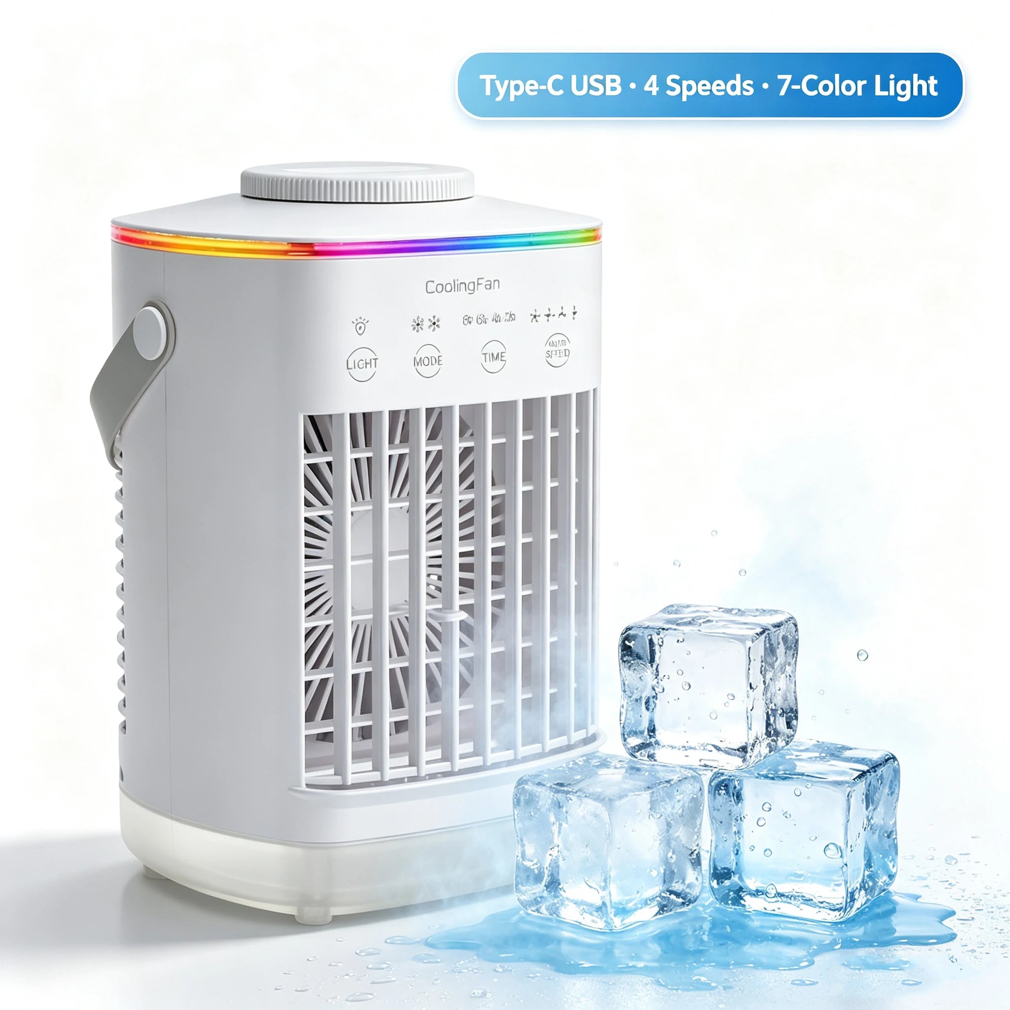 Household Air Conditioner LED Night Light Air Cooler Fan Portable Humidifier Desktop Mist Cooling Fan For Office Home Mini Fan