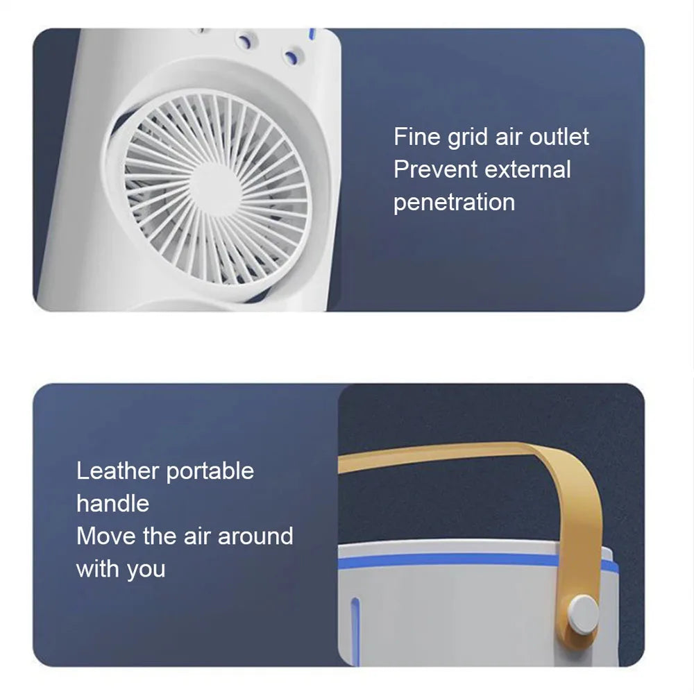 Household Appliances Refrigeration Mini Fan Desktop Shake-head Dual Fan Three-hole Ice Fog Cooler Double-head Charging Office