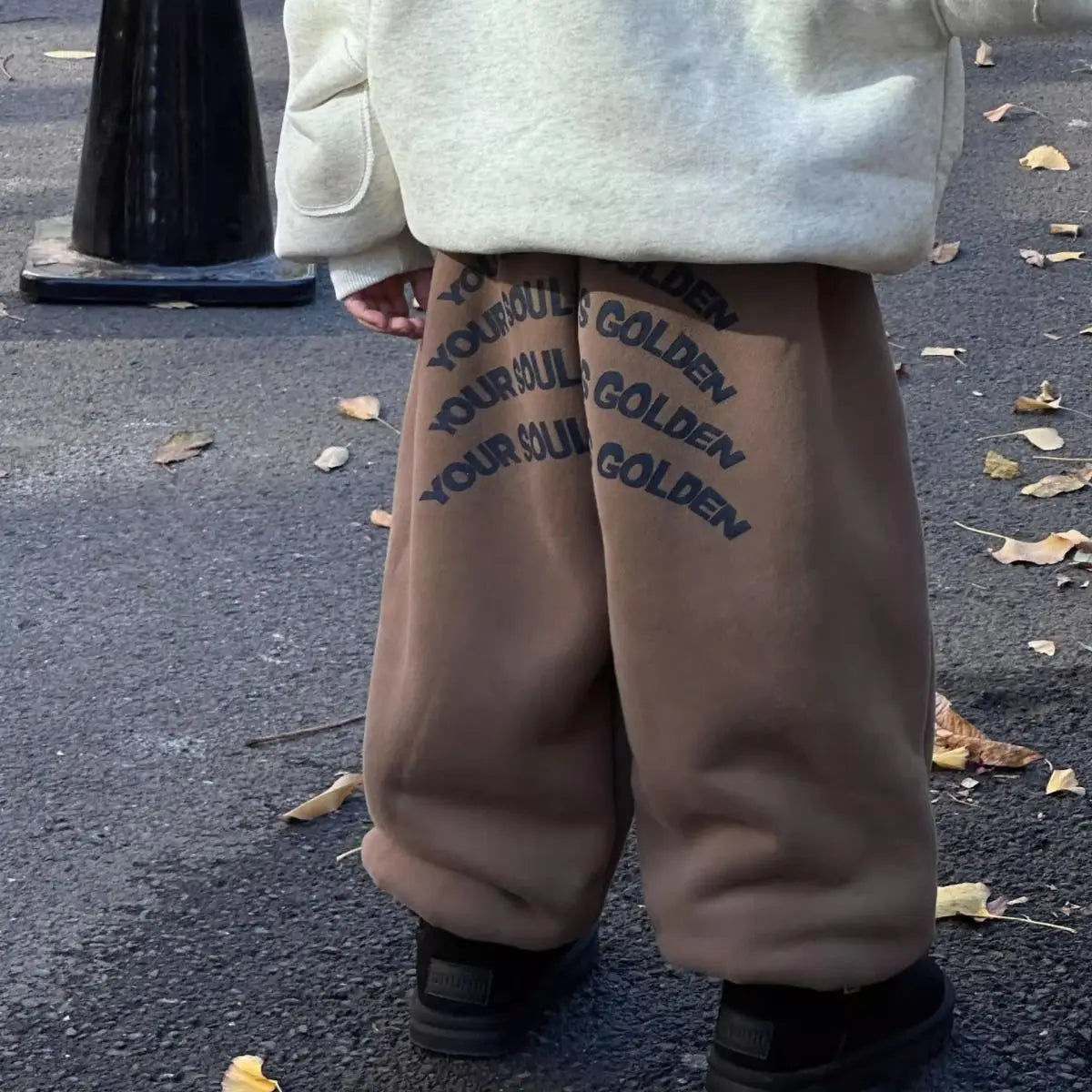 Children's Clothing Boys and Children's Korean Casual Loose Letter Printing Fleece and Thickened Thermal Sweatpants